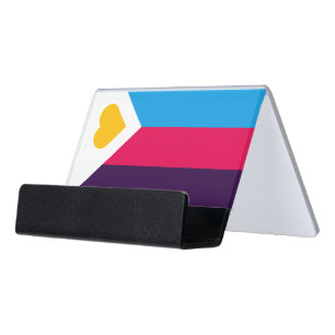 SlipperyJoe's tricolor polyamory pride flag three Desk Business Card Holder