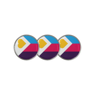 SlipperyJoe's tricolor polyamory pride flag three Golf Ball Marker