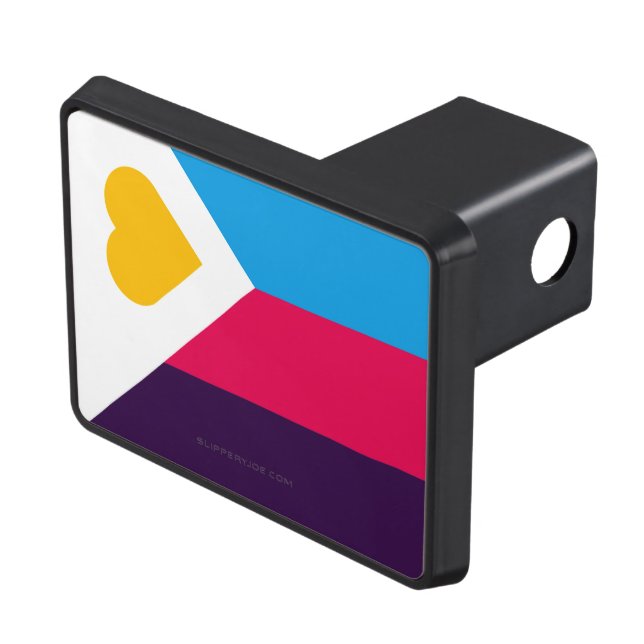 SlipperyJoe's tricolor polyamory pride flag three  Hitch Cover (Top Right)