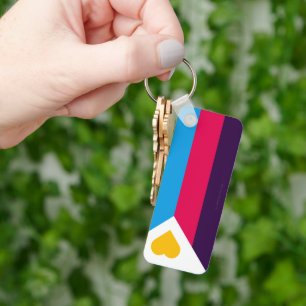SlipperyJoe's tricolor polyamory pride flag three Keychain