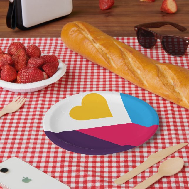 SlipperyJoe's tricolor polyamory pride flag three  Paper Plates (Picnic)