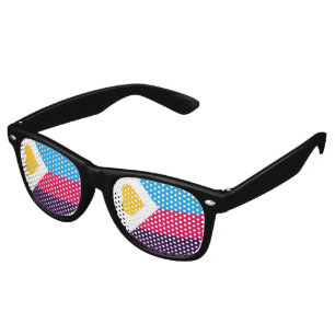 SlipperyJoe's tricolor polyamory pride flag three  Retro Sunglasses