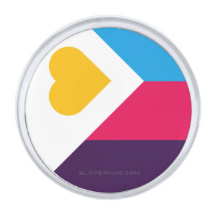 SlipperyJoe's tricolor polyamory pride flag three Silver Finish Lapel Pin
