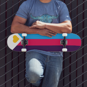 SlipperyJoe's tricolor polyamory pride flag three Skateboard