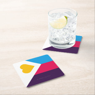 SlipperyJoe's tricolor polyamory pride flag three  Square Paper Coaster