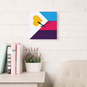 SlipperyJoe's tricolor polyamory pride flag three Square Wall Clock