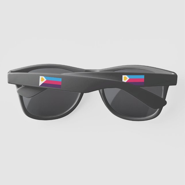 SlipperyJoe's tricolor polyamory pride flag three  Sunglasses (Back)