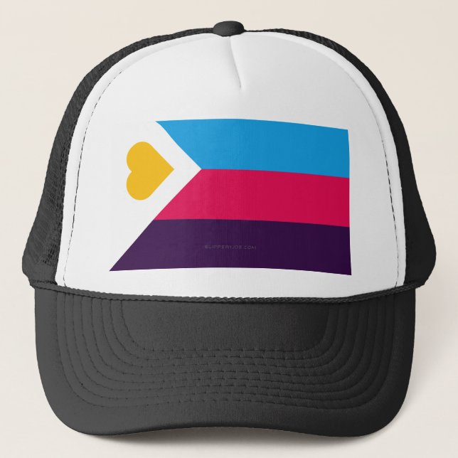 SlipperyJoe's tricolor polyamory pride flag three  Trucker Hat (Front)