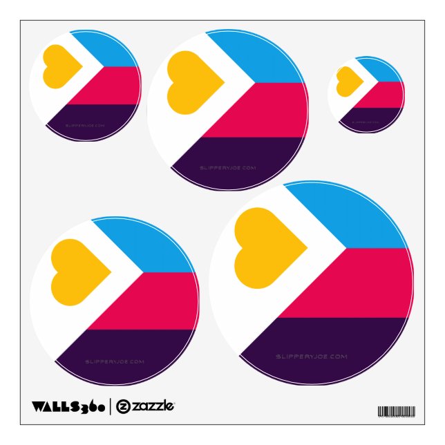 SlipperyJoe's tricolor polyamory pride flag three  Wall Decal (Front)
