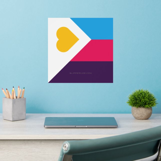 SlipperyJoe's tricolor polyamory pride flag three  Wall Decal (Home Office 2)