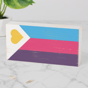 SlipperyJoe's tricolor polyamory pride flag three Wooden Box Sign