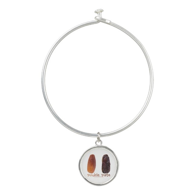 SlipperyJoe's two dates shriveled wrinkled prunes  Bangle Bracelet (Front)