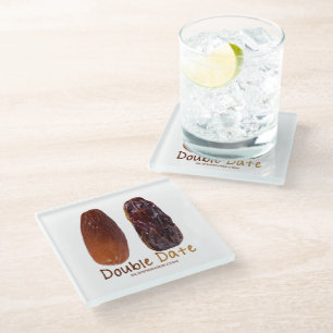 SlipperyJoe's two dates shriveled wrinkled prunes  Glass Coaster