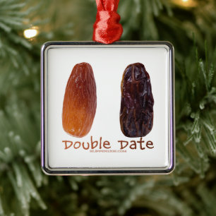 SlipperyJoe's two dates shriveled wrinkled prunes  Metal Ornament