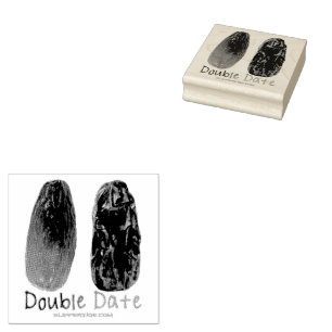 SlipperyJoe's two dates shriveled wrinkled prunes Rubber Stamp