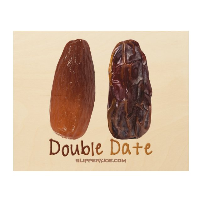 SlipperyJoe's two dates shriveled wrinkled prunes  Wood Wall Art (Front)