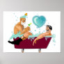SlipperyJoe's two gay men cartoon bathtub bubbles  Poster