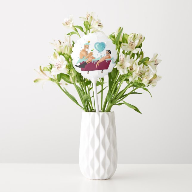 SlipperyJoe's two gay men love cartoon bathtub soa Balloon (Vase)