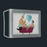 SlipperyJoe's two gay men love cartoon bathtub soa Belt Buckle<br><div class="desc">SlipperyJoe's two gay men love cartoon bathtub soap bubbles green martini drink heart love mustache beard duck black dress socks muscles hairy artistic gay pride gifts LGBTQIA enjoying a bath</div>
