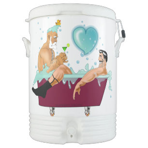 SlipperyJoe's two gay men love cartoon bathtub soa Beverage Cooler