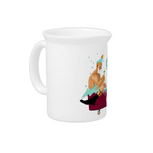 SlipperyJoe's two gay men love cartoon bathtub soa Beverage Pitcher