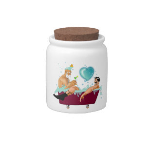 SlipperyJoe's two gay men love cartoon bathtub soa Candy Jar