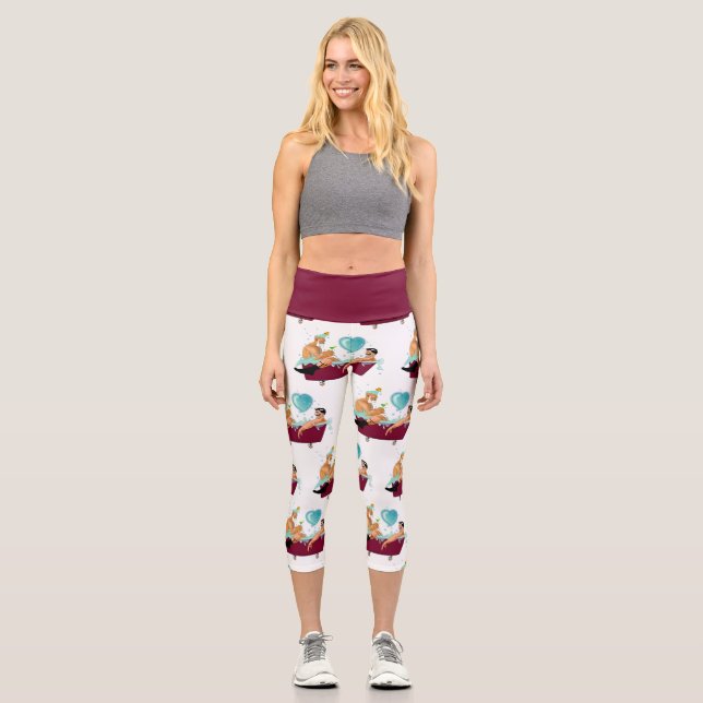 SlipperyJoe's two gay men love cartoon bathtub soa Capri Leggings (Front)