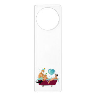 SlipperyJoe's two gay men love cartoon bathtub soa Door Hanger