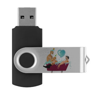 SlipperyJoe's two gay men love cartoon bathtub soa Flash Drive