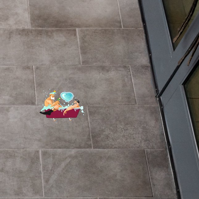SlipperyJoe's two gay men love cartoon bathtub soa Floor Decals (Restaurant)