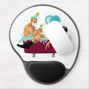 SlipperyJoe's two gay men love cartoon bathtub soa Gel Mouse Pad