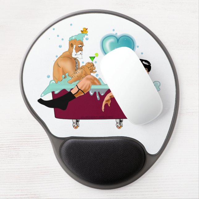 SlipperyJoe's two gay men love cartoon bathtub soa Gel Mouse Pad (Left Side)