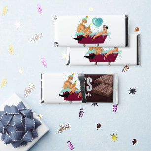 SlipperyJoe's two gay men love cartoon bathtub soa Hershey Bar Favors