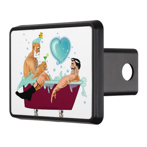 SlipperyJoes two gay men love cartoon bathtub soa Hitch Cover