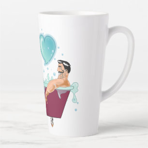 SlipperyJoe's two gay men love cartoon bathtub soa Latte Mug