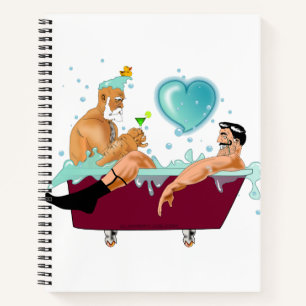 SlipperyJoe's two gay men love cartoon bathtub soa Notebook