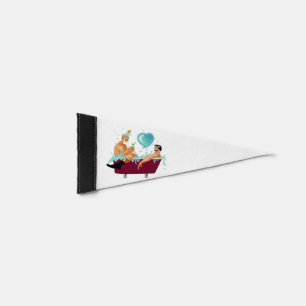 SlipperyJoe's two gay men love cartoon bathtub soa Pennant Flag