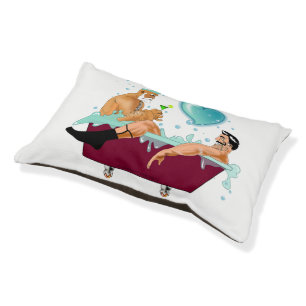 SlipperyJoe's two gay men love cartoon bathtub soa Pet Bed