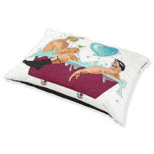SlipperyJoe's two gay men love cartoon bathtub soa Pet Bed