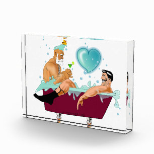 SlipperyJoe's two gay men love cartoon bathtub soa Photo Block