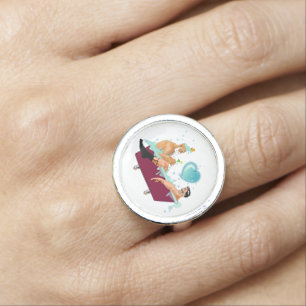 SlipperyJoe's two gay men love cartoon bathtub soa Ring