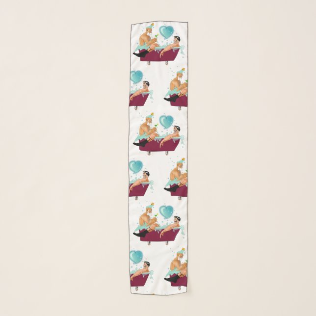 SlipperyJoe's two gay men love cartoon bathtub soa Scarf (Front)