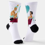 SlipperyJoe's two gay men love cartoon bathtub soa Socks