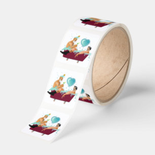 SlipperyJoe's two gay men love cartoon bathtub soa Square Sticker