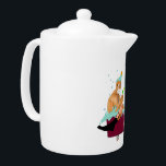 SlipperyJoe's two gay men love cartoon bathtub soa Teapot<br><div class="desc">SlipperyJoe's two gay men love cartoon bathtub soap bubbles green martini drink heart love mustache beard duck black dress socks muscles hairy artistic gay pride gifts LGBTQIA enjoying a bath</div>