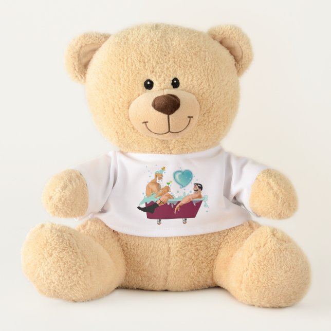 SlipperyJoe's two gay men love cartoon bathtub soa Teddy Bear (Front)