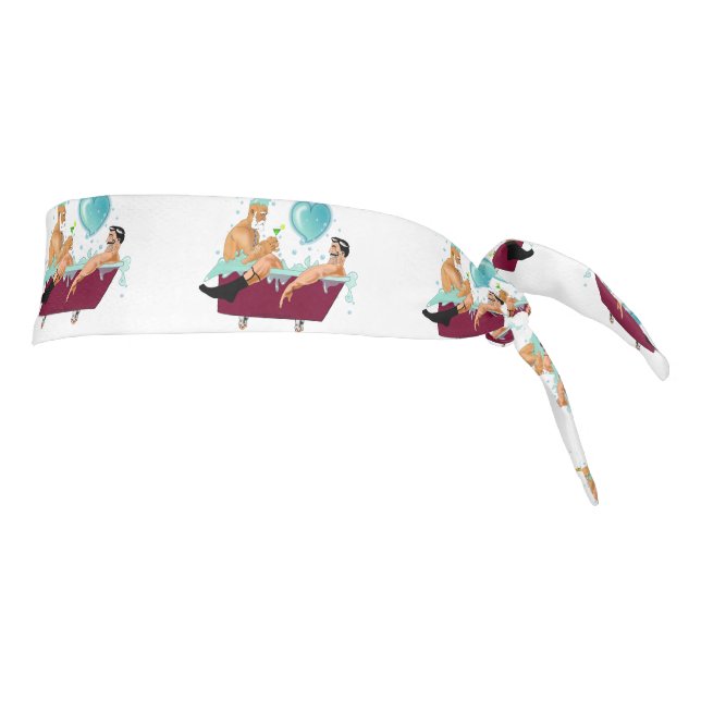 SlipperyJoe's two gay men love cartoon bathtub soa Tie Headband (Rotate 90)