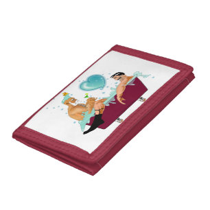 SlipperyJoe's two gay men love cartoon bathtub soa Trifold Wallet