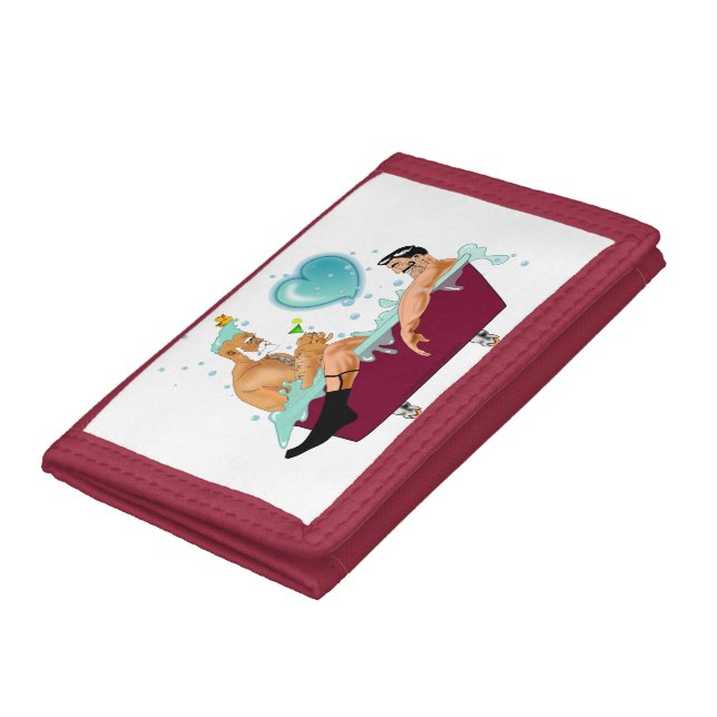 SlipperyJoe's two gay men love cartoon bathtub soa Trifold Wallet (Bottom)