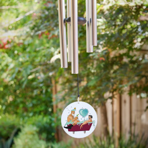 SlipperyJoe's two gay men love cartoon bathtub soa Wind Chime